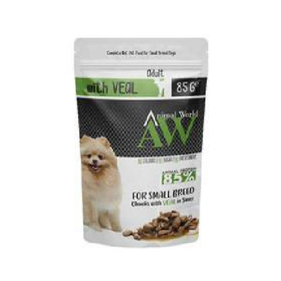 صورة Animal World Chunks with Veal in Sauce for Adult Dogs of Small Breeds 85% ANIMAL PROTEIN 85 GR