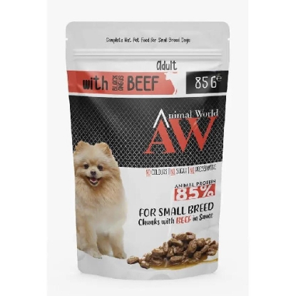 Picture of Animal World  Chunks with Beef in Sauce for Adult Dogs of Small Breeds 85% ANIMAL PROTEIN 85 GR